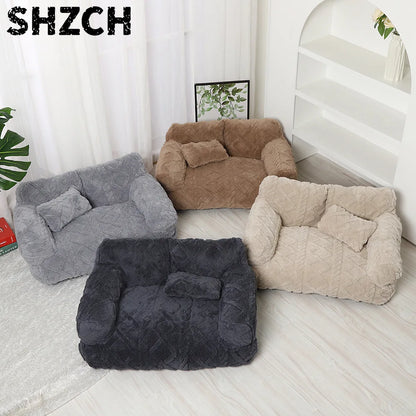 Winter Warmth Removable Washable Large Pet Bed Thickened Plush Sofa Bed Universal Pet Supplies
