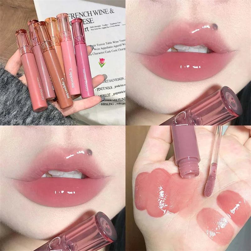 Clear Fruit Juice Lip Gloss Crystal Jelly Moisturizing Lips Oil Lasting No Sticky Sexy Lip Gloss Lipstick Makeups Lips Care