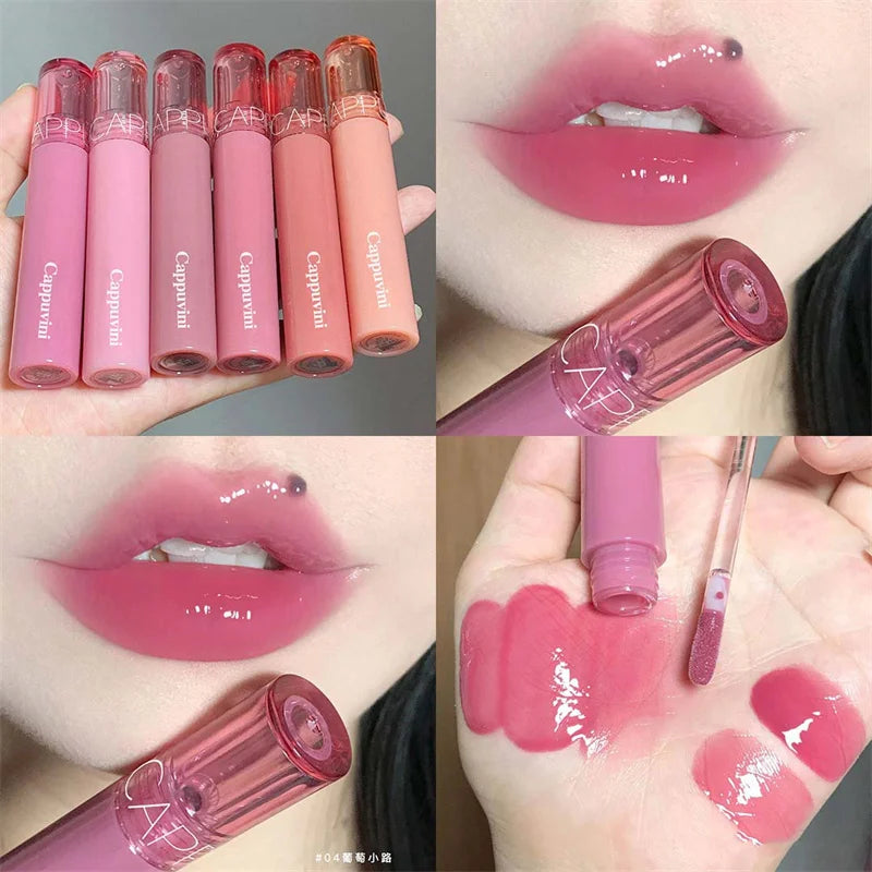 Clear Fruit Juice Lip Gloss Crystal Jelly Moisturizing Lips Oil Lasting No Sticky Sexy Lip Gloss Lipstick Makeups Lips Care