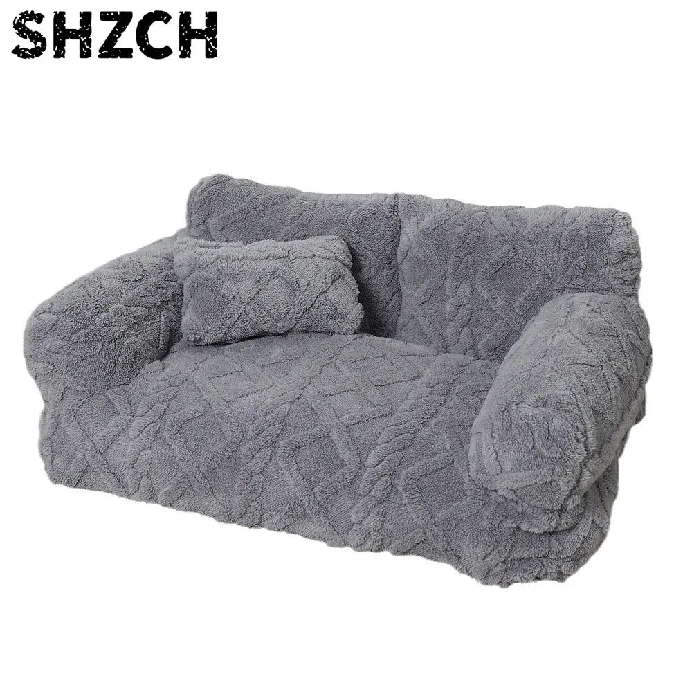 Winter Warmth Removable Washable Large Pet Bed Thickened Plush Sofa Bed Universal Pet Supplies