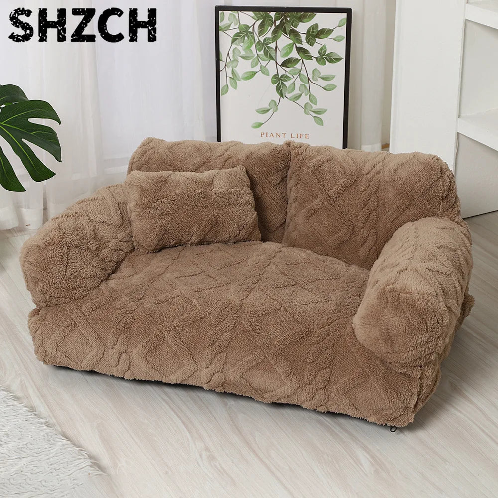 Winter Warmth Removable Washable Large Pet Bed Thickened Plush Sofa Bed Universal Pet Supplies