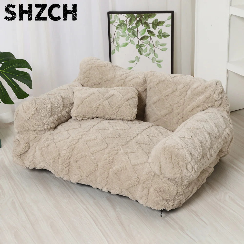 Winter Warmth Removable Washable Large Pet Bed Thickened Plush Sofa Bed Universal Pet Supplies