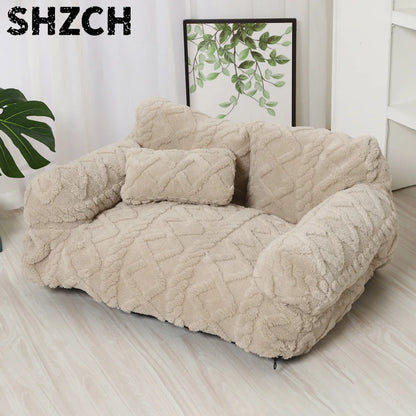 Winter Warmth Removable Washable Large Pet Bed Thickened Plush Sofa Bed Universal Pet Supplies